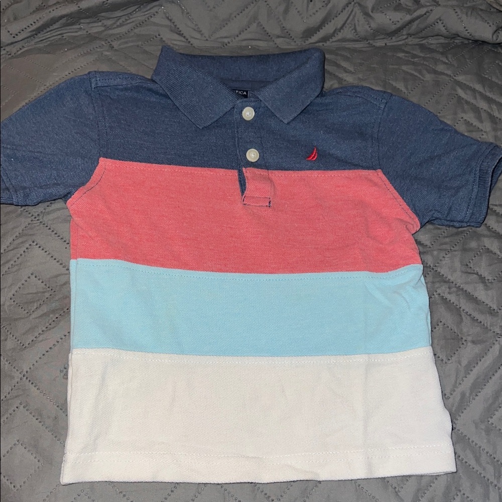 Nautica Boys Striped Short Sleeve Polo Shirt